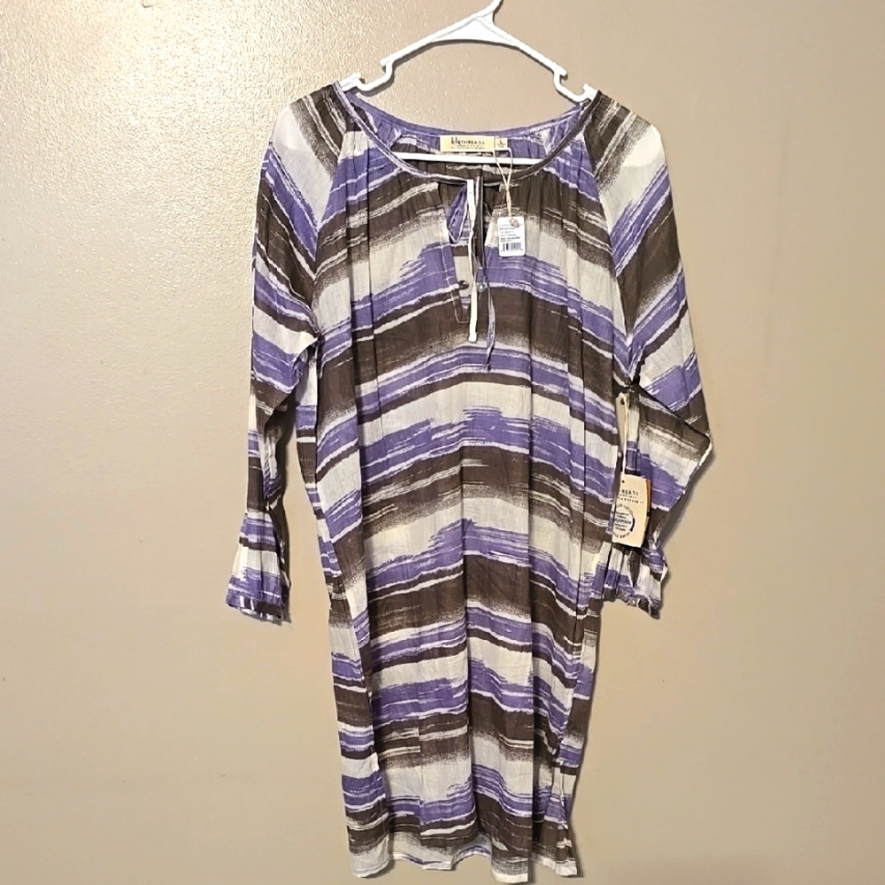 Bluthreads Women's Very‎ Lightweight Pullover Shirt Size Large Gray Blue White